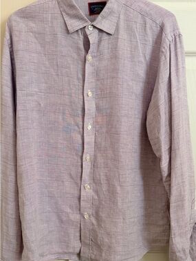 UNTUCKit 100% Linen Purple w/ White Men’s M Wrinkle Resistant Long Sleeve Button